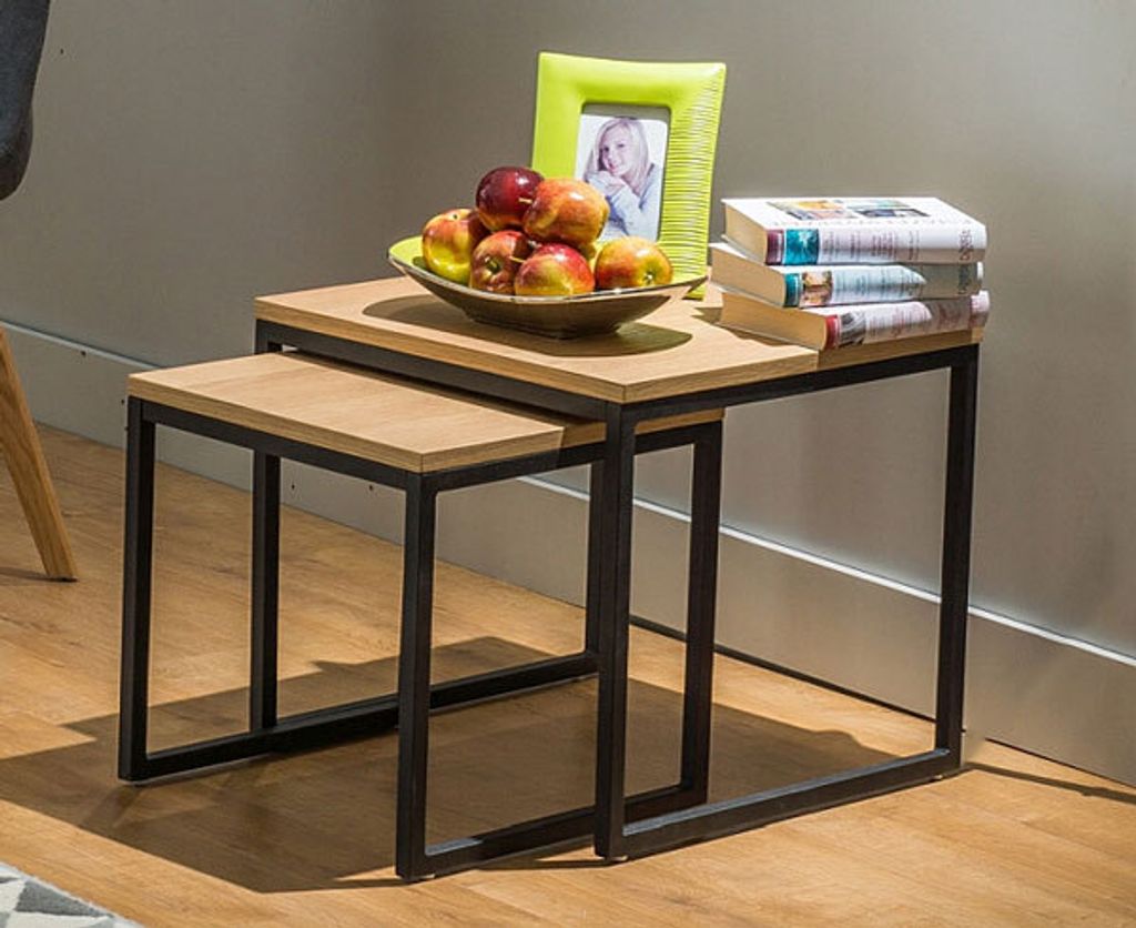2er-Set Couchtisch Largo Duo LARGODUODC Eiche / schwarz
