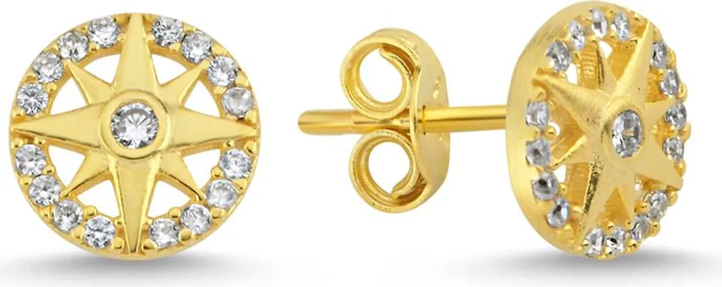 Boucles d'oreilles étoile polaire or et argent pour cadeau de bijoux