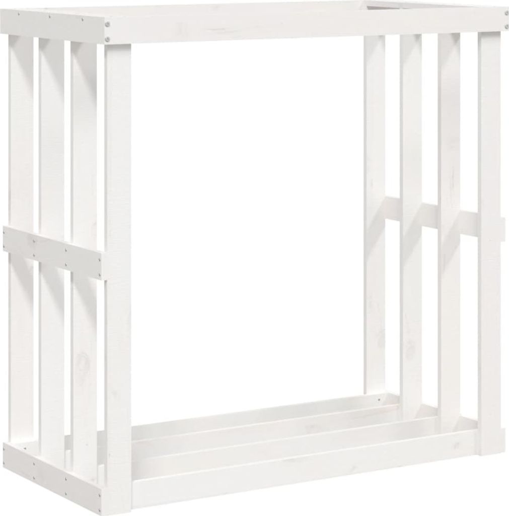 Outdoor-Kaminholzregal Weiß 108x52x106 cm Massivholz Kiefer