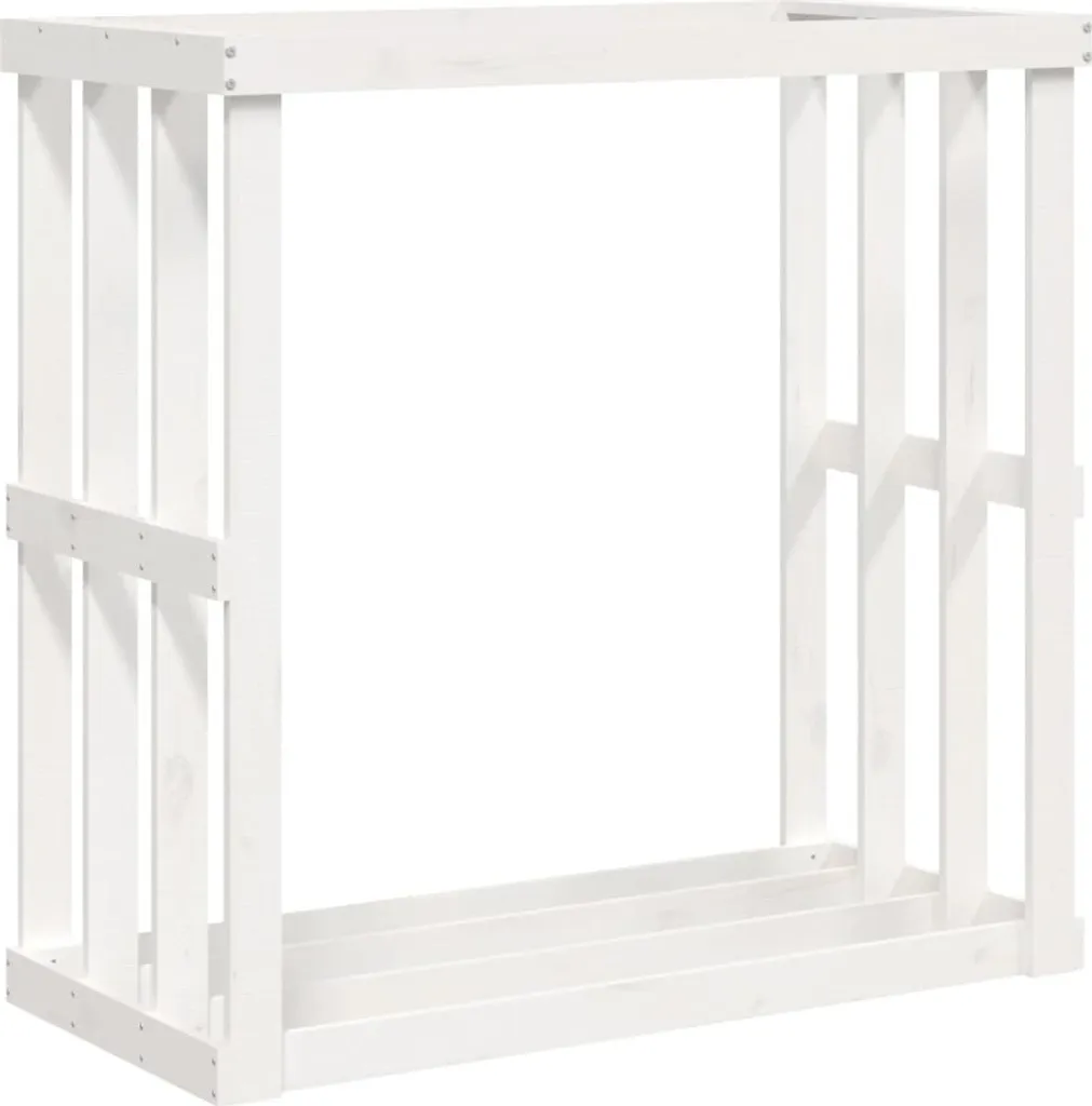 Portalegna Esterno Bianco 108x52x106 cm | Legno Pino Massiccio Offerta