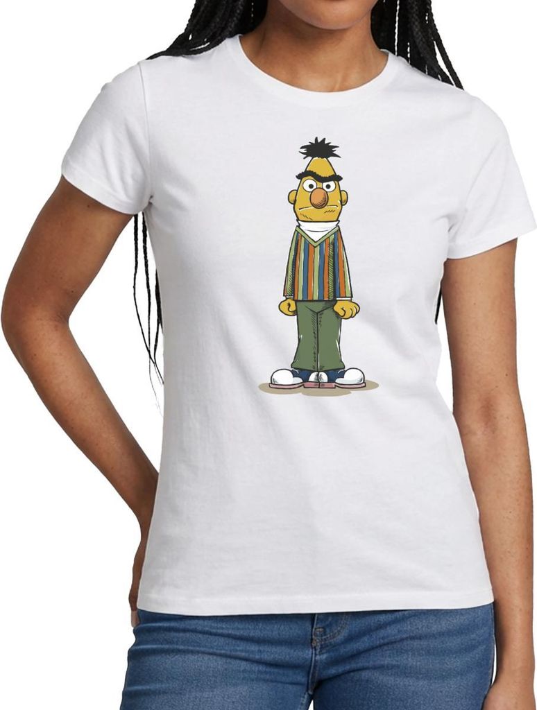 Spreadshirt Sesamstraße Bert wütend Frauen T-Shirt, L, Weiß