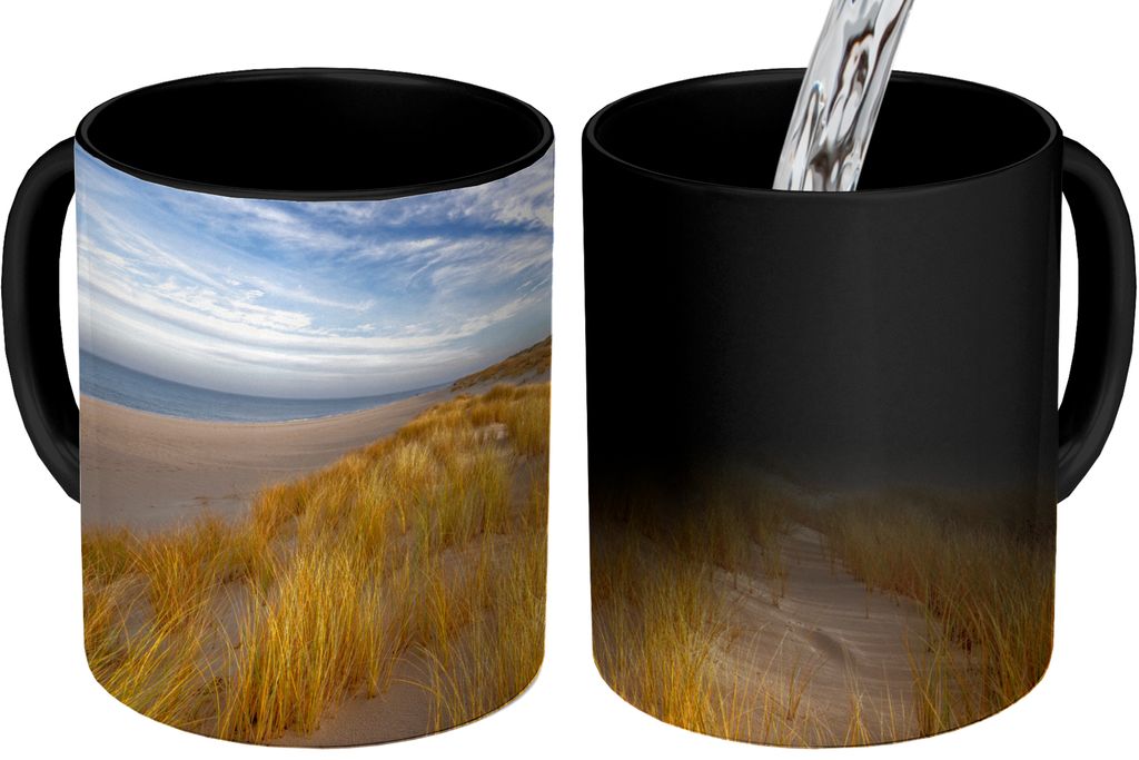 MuchoWow Zauber Tasse Zaubertasse Magic Strand - Himmel - Leuchtturm 350 ml Farbwechsel Becher Geschenk Geschenkidee - Magic-Tasse - Fototasse - ...