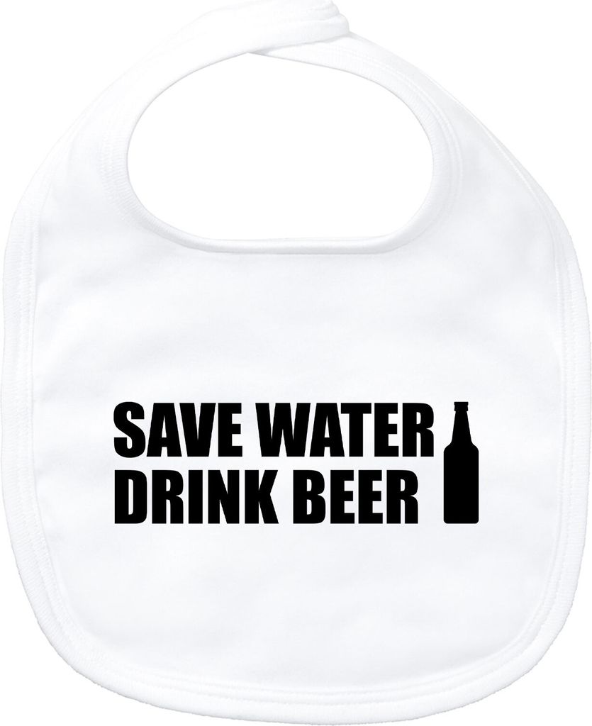 Huuraa Baby Lätzchen Save Water Drink Beer Bierflasche White Klettverschluss Baumwolle Latz Geschenkidee