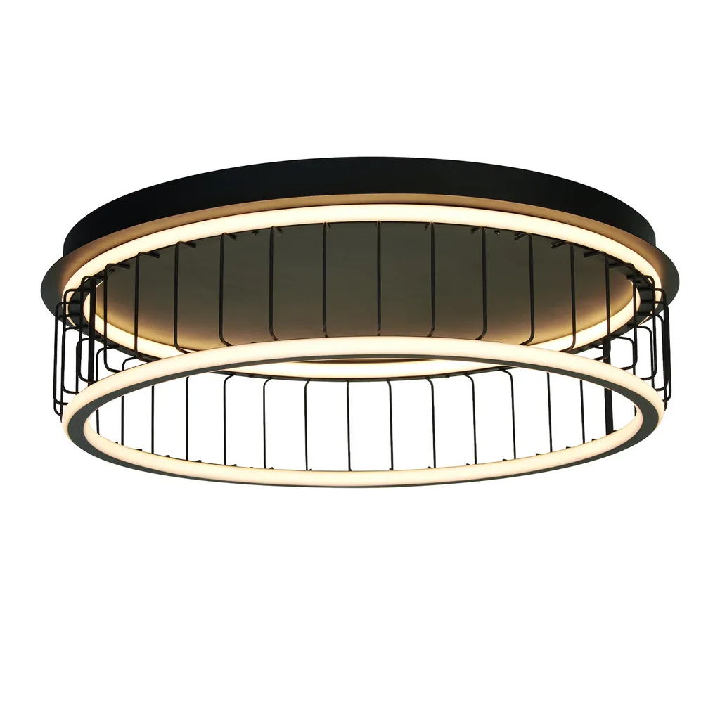 Plafonnier LED pour Salon Cage 60cm Noir Sable - Luminaire Intérieur