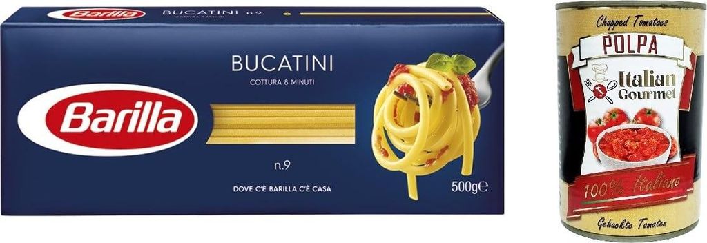 5x Pasta Barilla Bucatini Nr. 9 italienisch Nudeln 500 g pack + Italian Gourmet polpa 400g