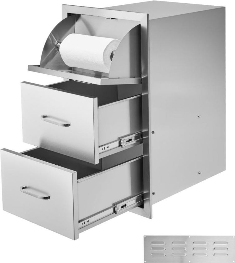 Outdoor-Küchenschubladen - Dreifache Grillzugangsschubladeninsel - Edelstahl Grillinsel Schubladen
