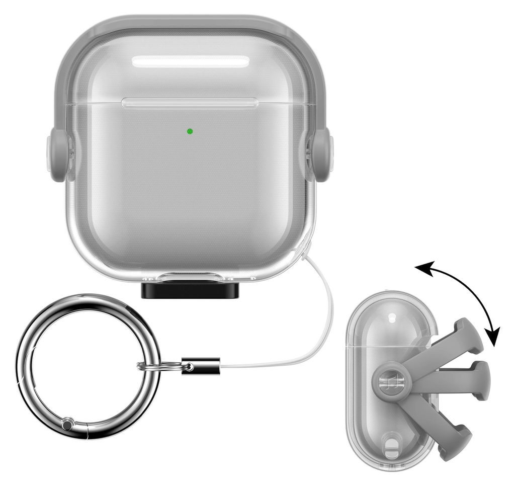 kwmobile transparentes Kopfhörer Case kompatibel mit Apple Airpods 4 Hülle - Headphones TPU Cover mit Sicherheitsverschluss - Schwarz Transparent