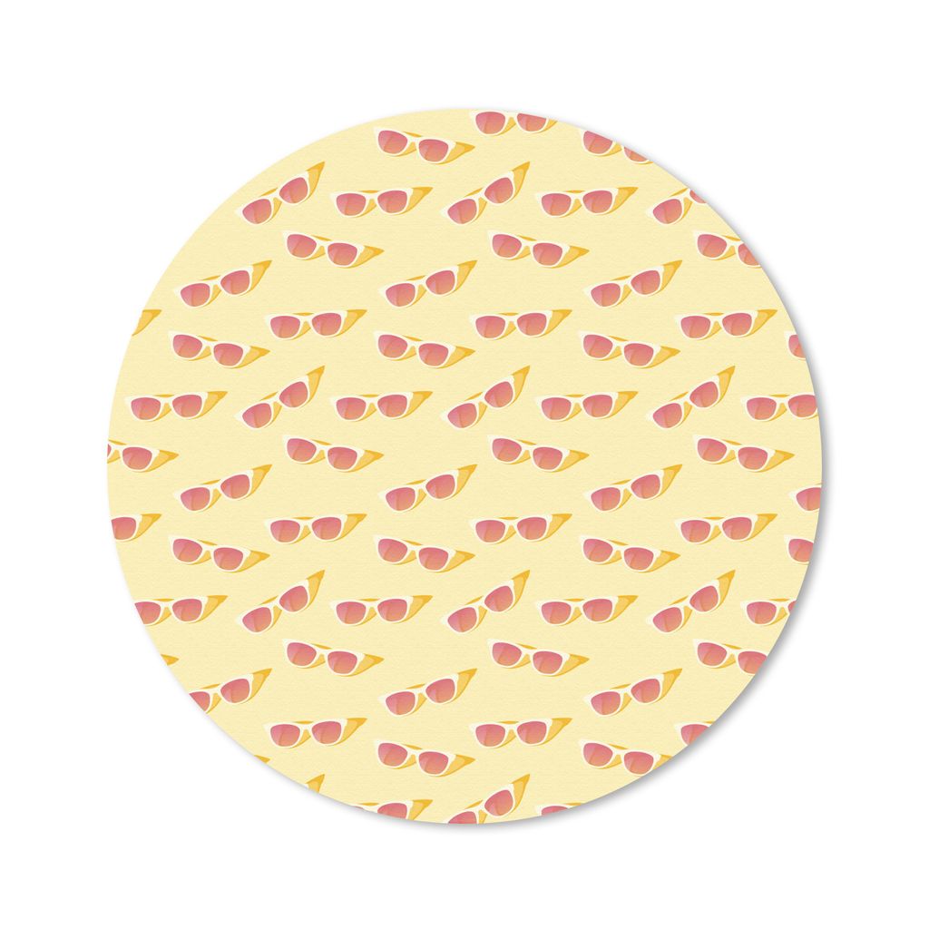 MuchoWow Mauspad Mousepad Sommer - Gemustert - Sonnenbrille - Gelb 30x30 cm - Mousepads - Maus Mat - Pad - Mausunterlage - Tischunterlage - Schre...