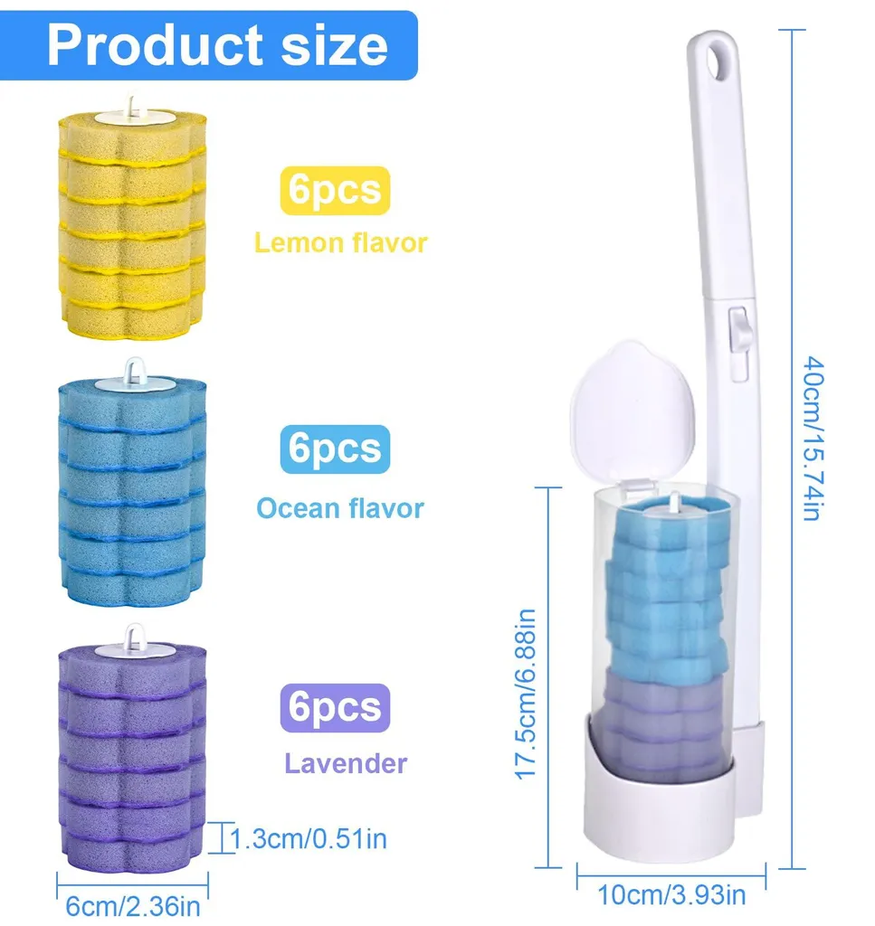 Kit brosse WC jetable avec têtes interchangeables et support mural ABS