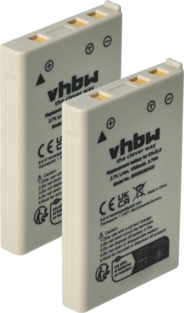 vhbw 2x Akku kompatibel mit Nikon Coolpix P6000, P80, P530, Produktbild 