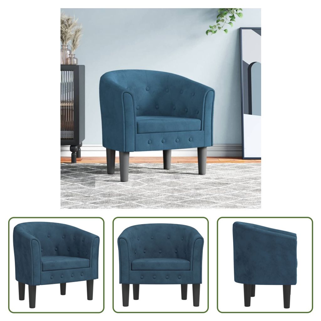 The Living Store Clubsessel Dunkelblau Samt