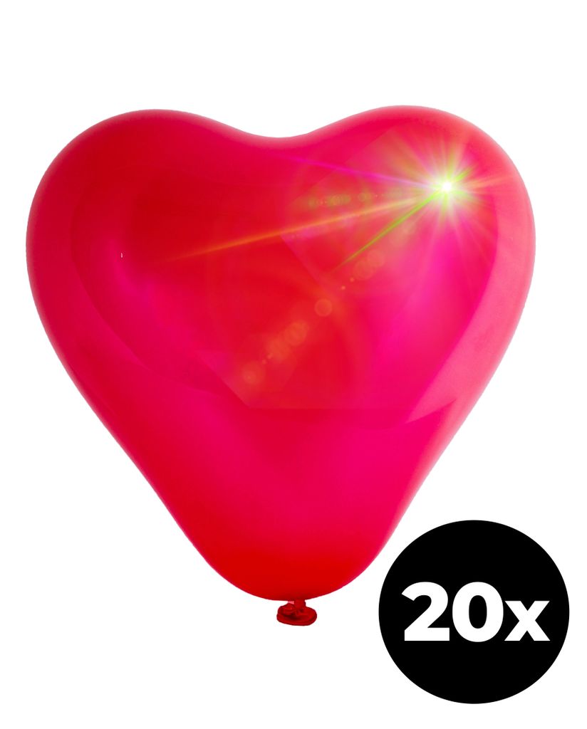 Aga4Kids Latex Ballon Herz mit LED Rot 25 cm 20 Stück Produktbild 