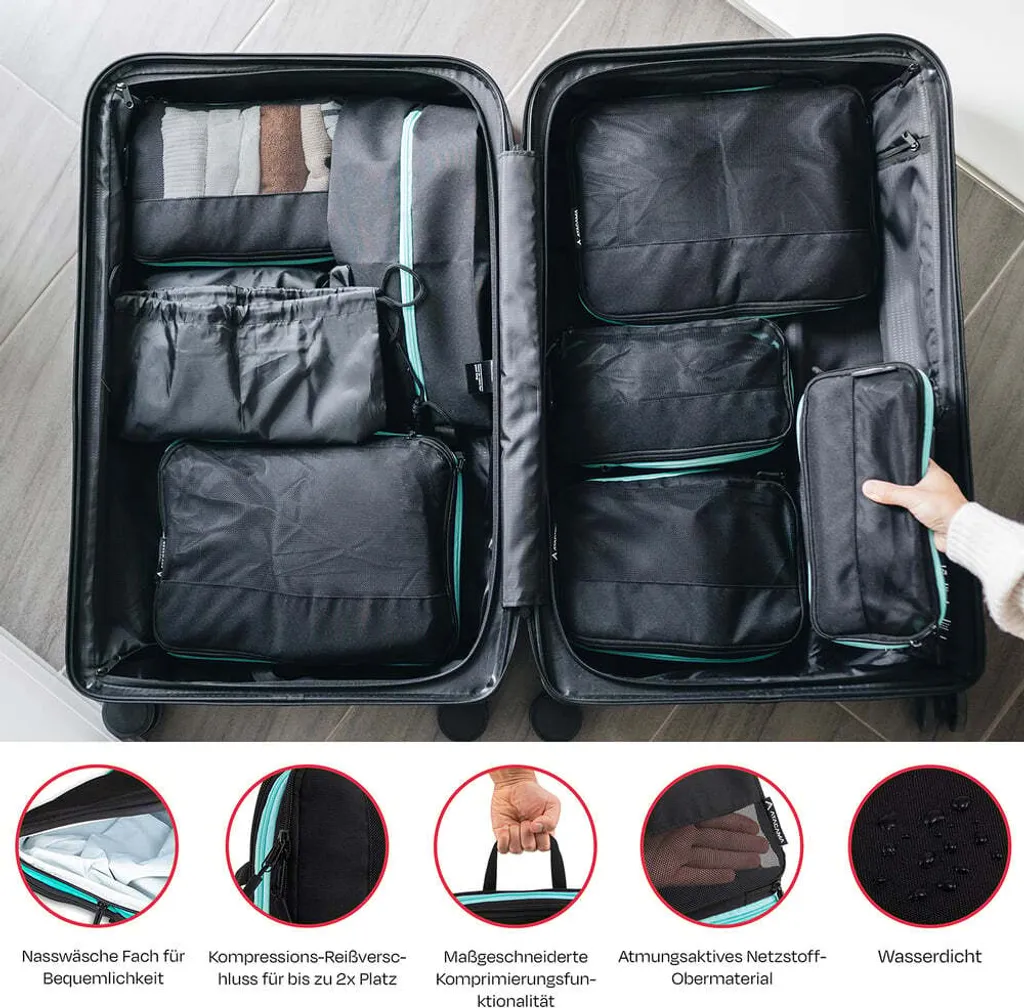 Atacama Compression Packing Cubes Set 8 - Nero - Viaggio in Zaino - 5