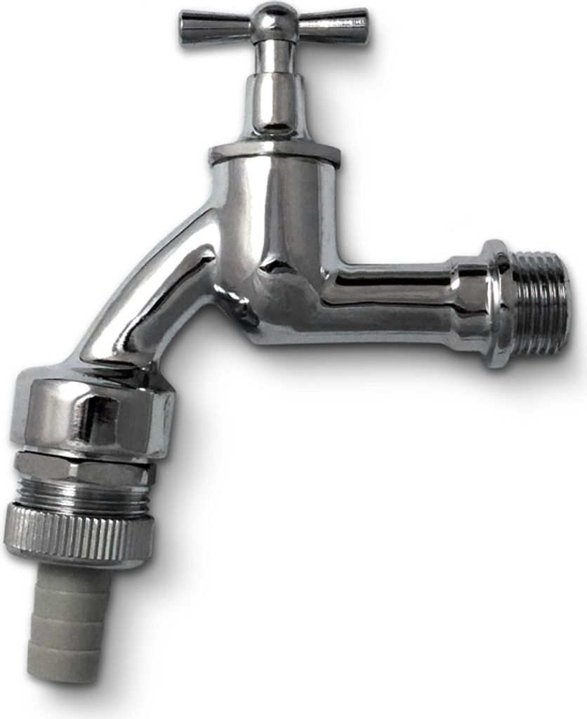 PUTEUS Auslaufventil 1/2 Zoll Chrom mit Belüfter und Rückflußverhinderer