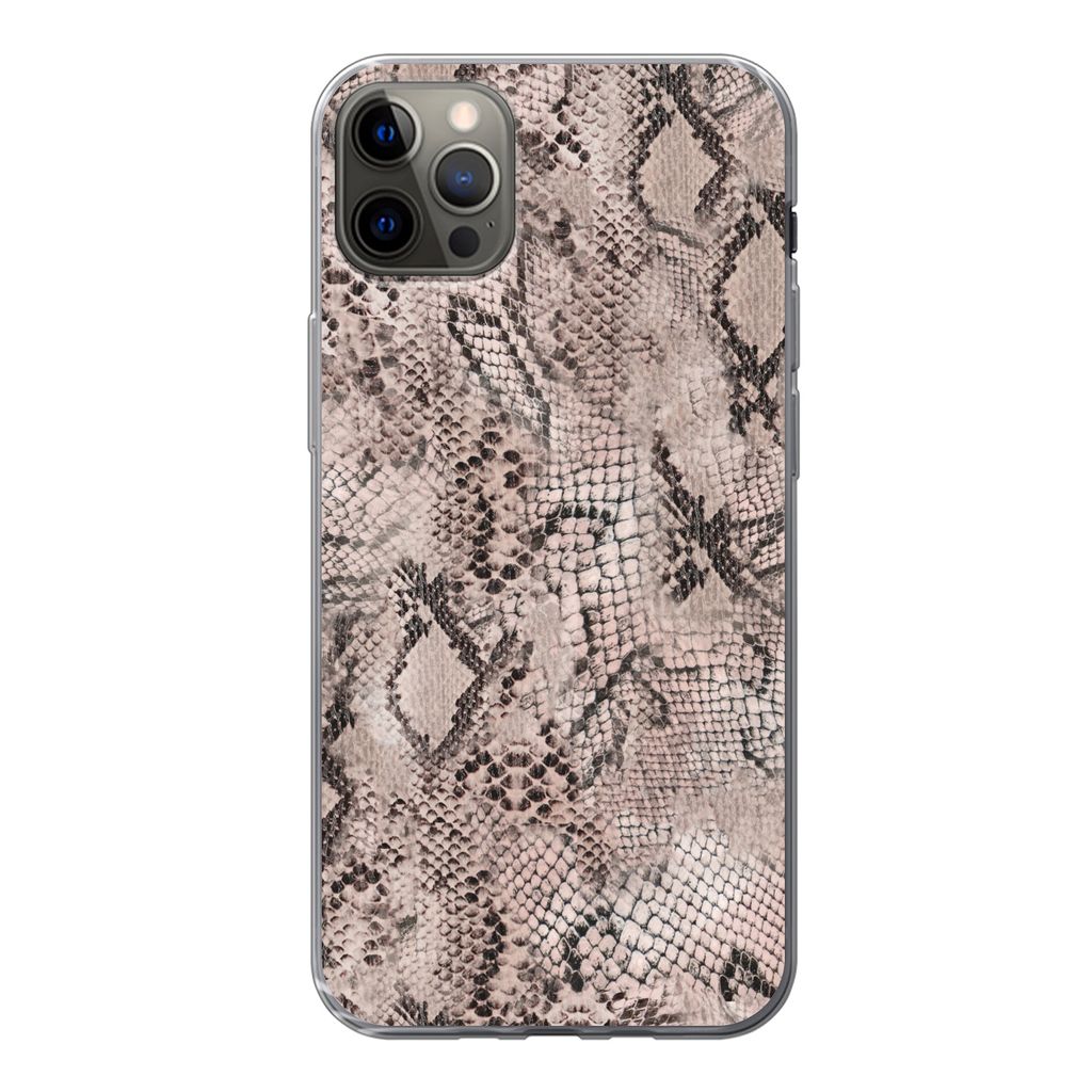 MuchoWow Handyhülle Schutzhülle Hülle für iPhone 13 Pro Max Tiermuster - Grau - Schwarz Silikon Softcase Handy Hülle - Mobiltelefon