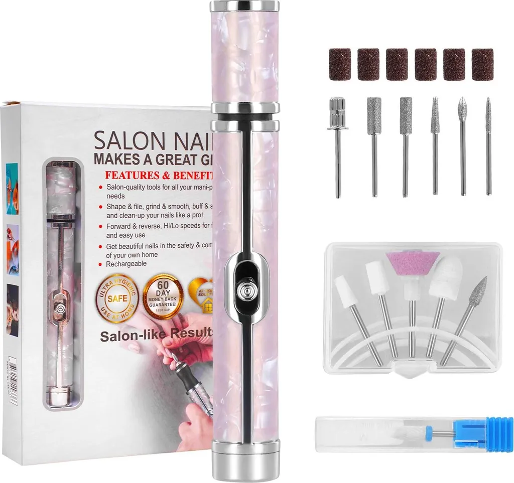 Lime à ongles électrique pour ongles épais : Kit de manucure rose complet
