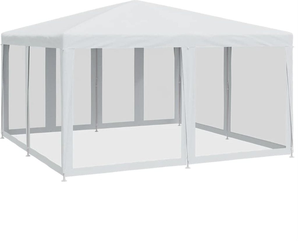 vidaXL Partyzelt mit 8 Mesh-Seitenteilen Weiß 4x4 m HDPE