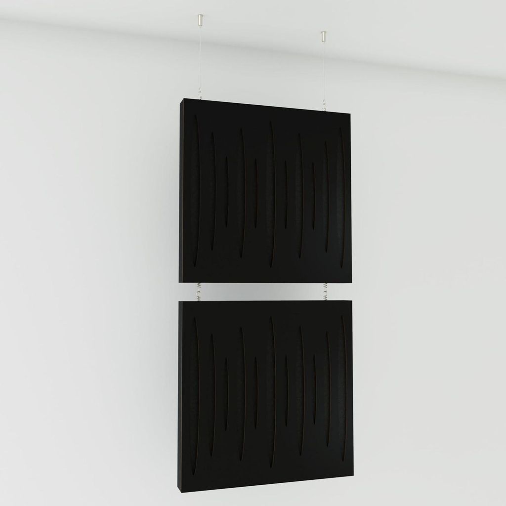 2er-Pack—Dekorative Akustik-Hängepaneele |100x50cm | Hängende Raumteiler | Modulare schallabsorbierende Paneele |PULSAR | Schwarz