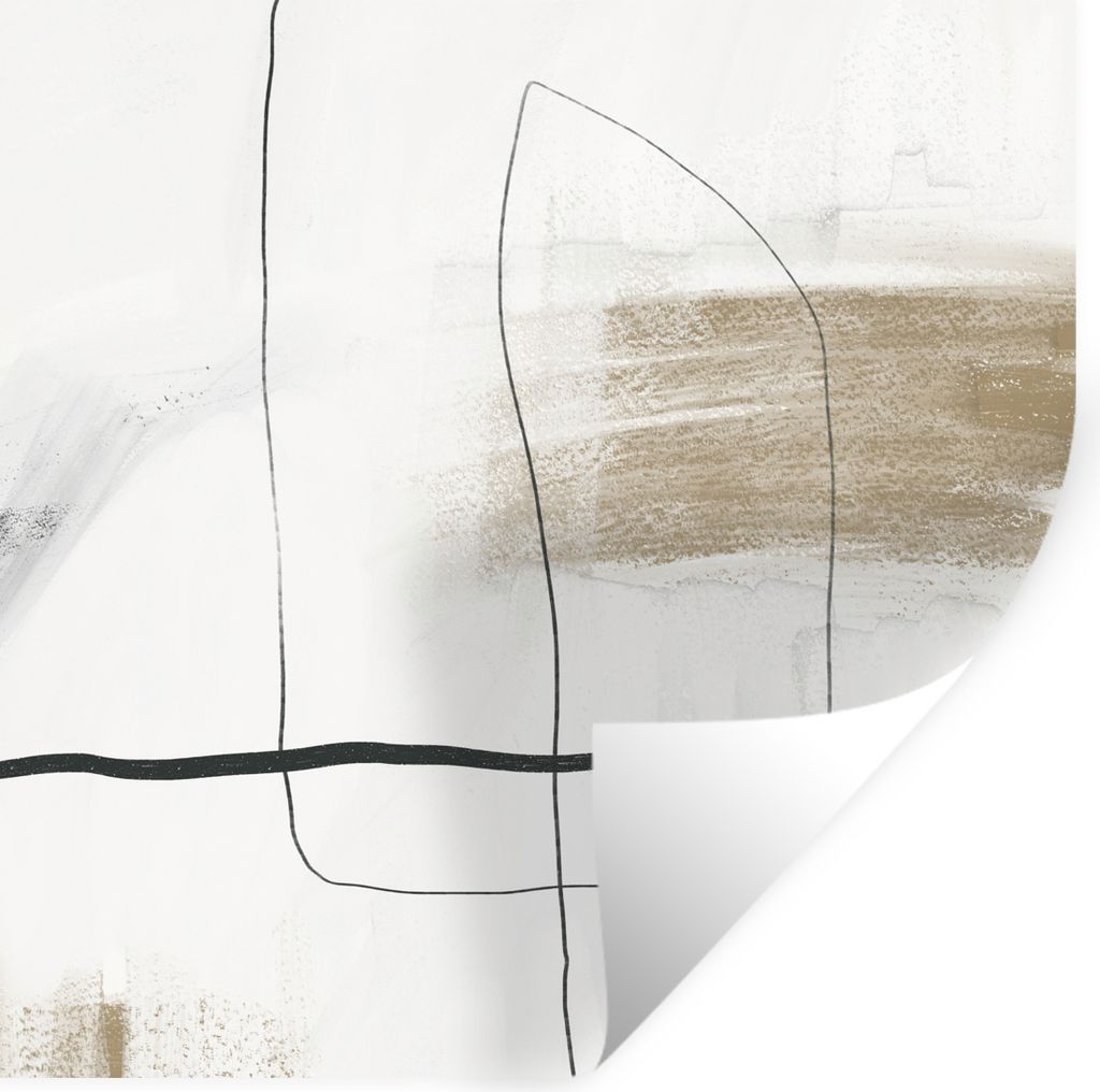 MuchoWow Wandtattoo Wandsticker Wandaufkleber Abstrakt - Linien - Taupe - Design 80x80 cm Selbstklebend und Repositionierbar - Wierderverwendbar ...