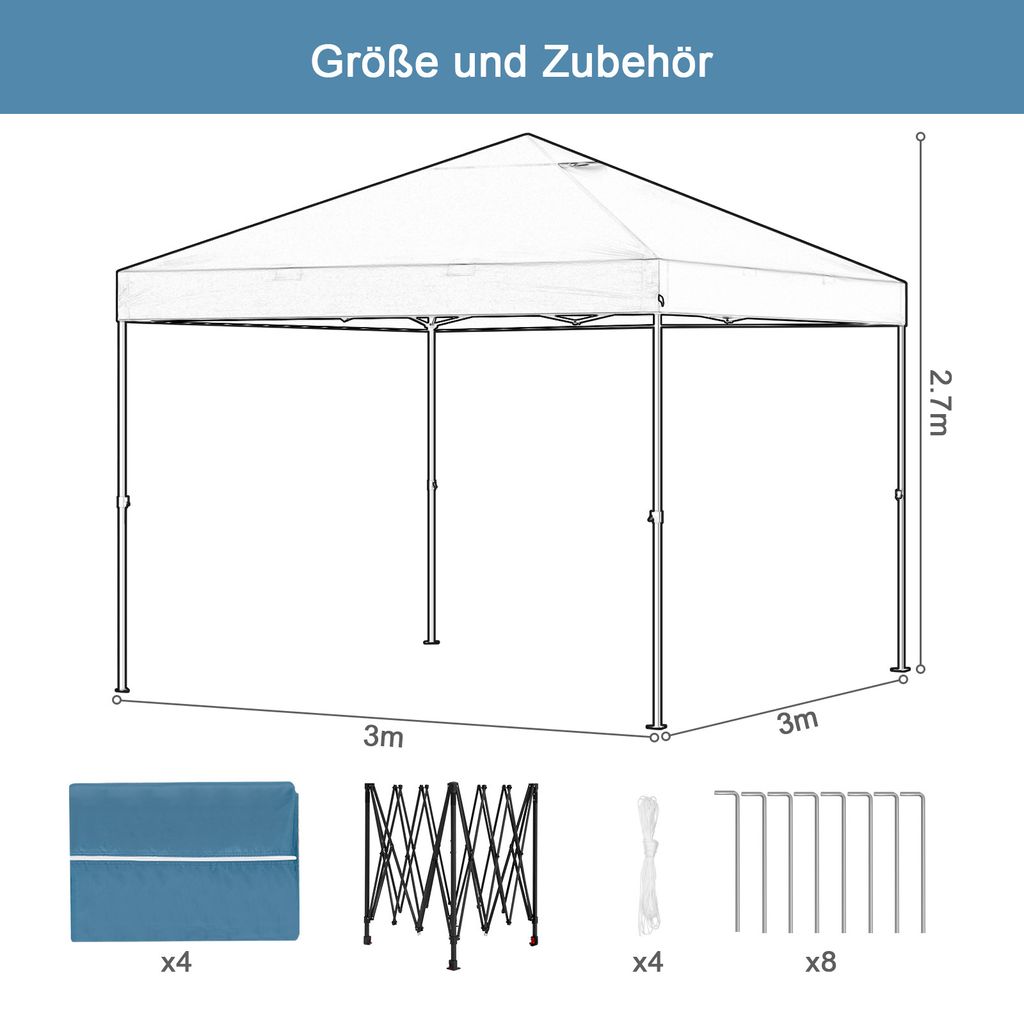 EUGAD Faltpavillon mit Seitenwänden, wasserfest, Produktbild 3