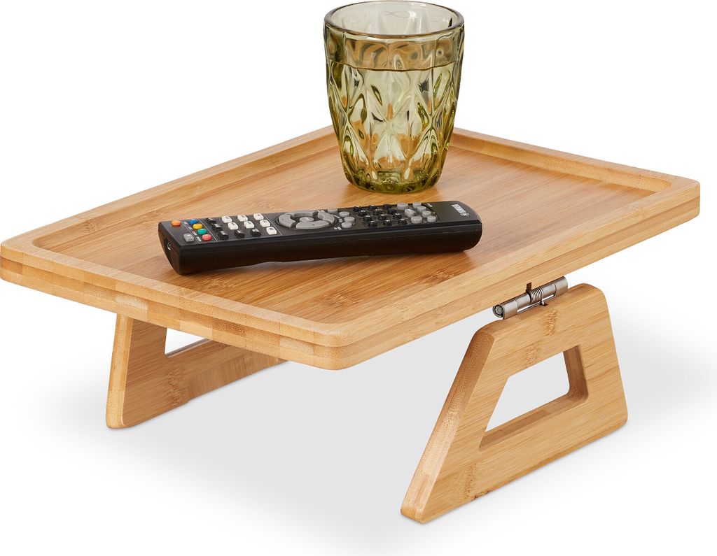 Relaxdays Sofatablett Armlehne, Bambus, eckiger Produktbild 
