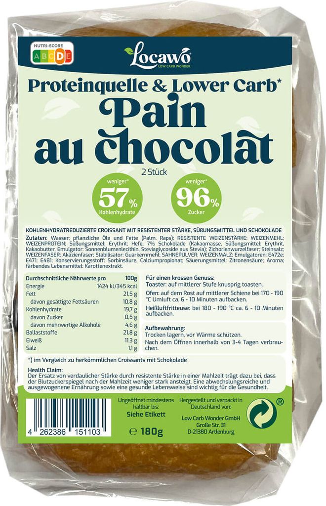 Locawo Proteinquelle Low Carb Pain au chocolat | Produktbild 