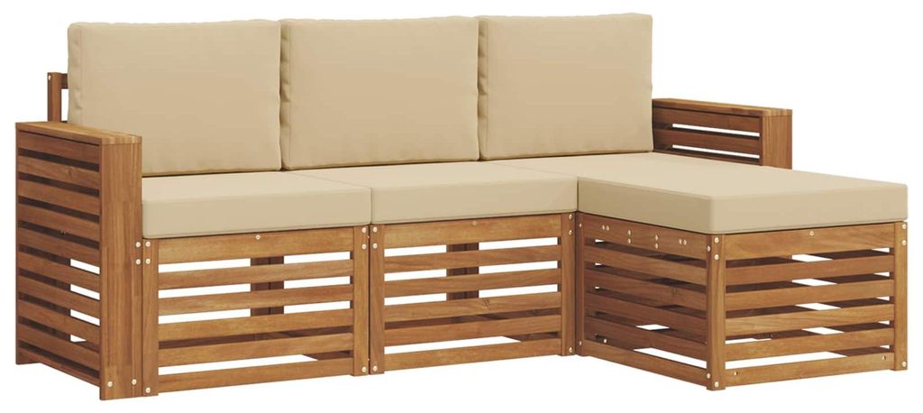 vidaXL Outdoor-Sofagarnitur 4 pcs Natur und Beige Massivholz Akazie