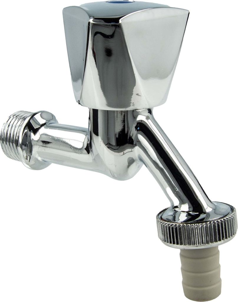 tecuro Auslaufventil 1/2 Zoll, Haubengriff, Schlauchtülle - MS hochglanzverchromt