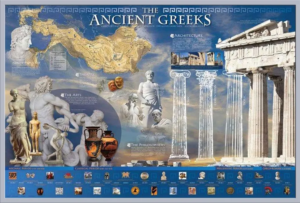 Décoration Murale Éducative Grèce Antique, Cadre Argent Shinsuke par Clip