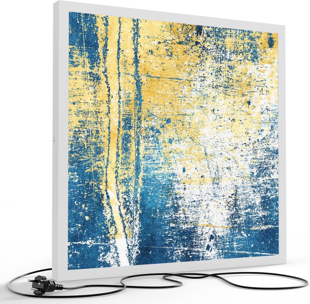 DEQORI LED-Bild & Lampe 60x60 cm Weiß 'Urbanes Echo' Leuchtbild LED Wandbild Leuchte