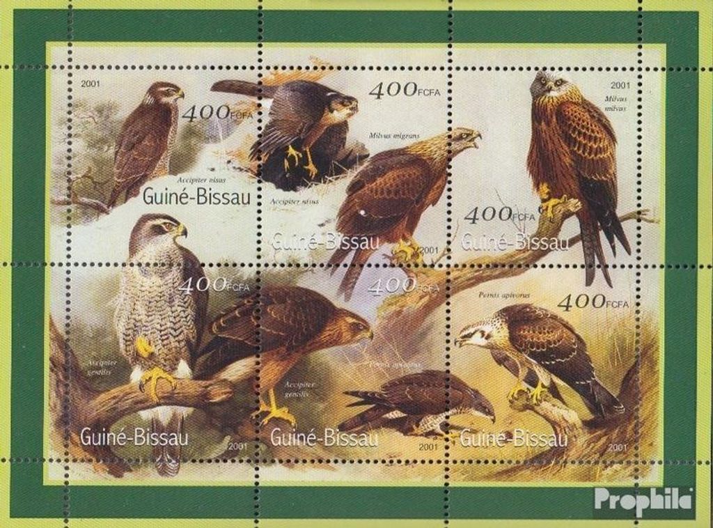 Briefmarken Guinea-Bissau 2001 Mi 1452-1457 Kleinbogen postfrisch Vögel