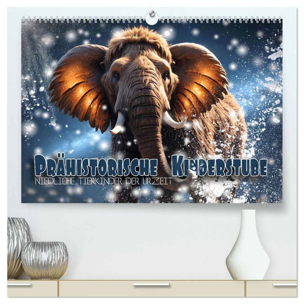 Prähistorische Kinderstube - niedliche Tierkinder der Urzeit (hochwertiger Premium Wandkalender 2027 DIN A2 quer), Kunstdruck in Hochglanz
