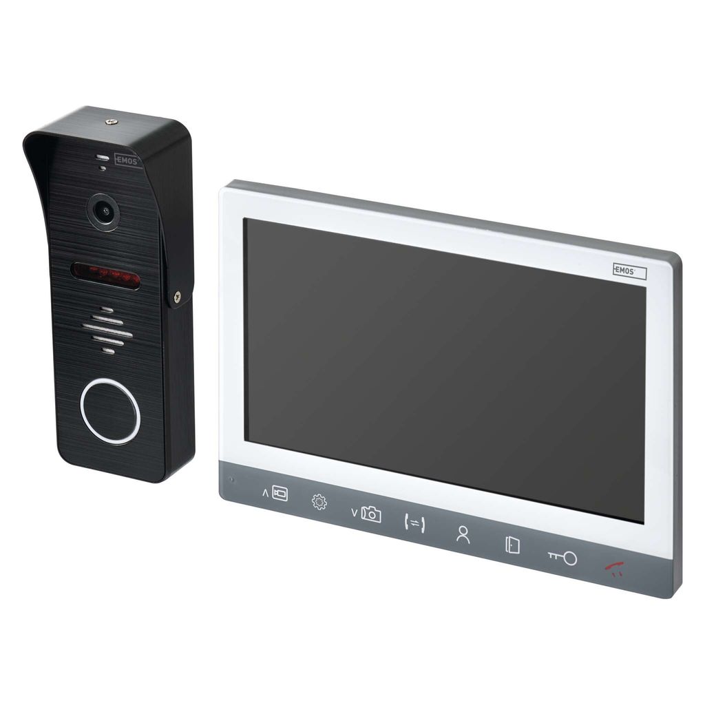 EMOS Video-Türsprechanlage, wasserdichte Full-HD Kamera mit Nachtsicht, Monitor mit 7'' LCD-Farbdisplay, Snapshot, Aufnahme, Intercom, H3010