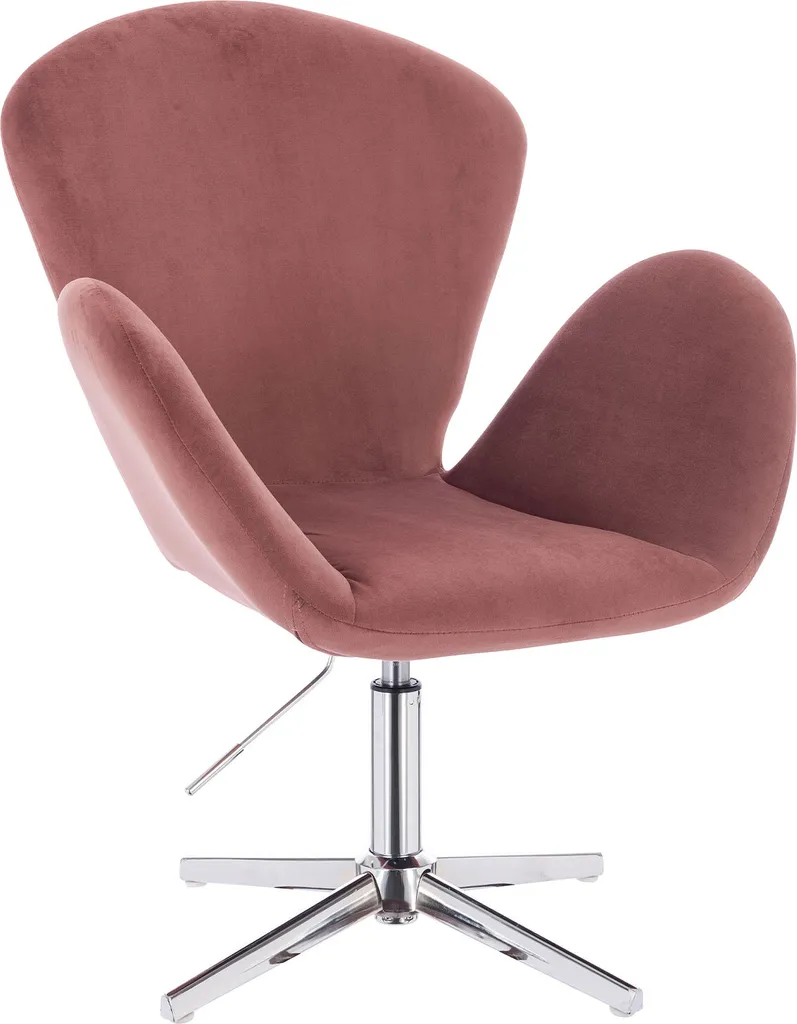Fauteuil de Coiffeuse Rose Velours SVITA BROOX Siège Pivotant Réglable