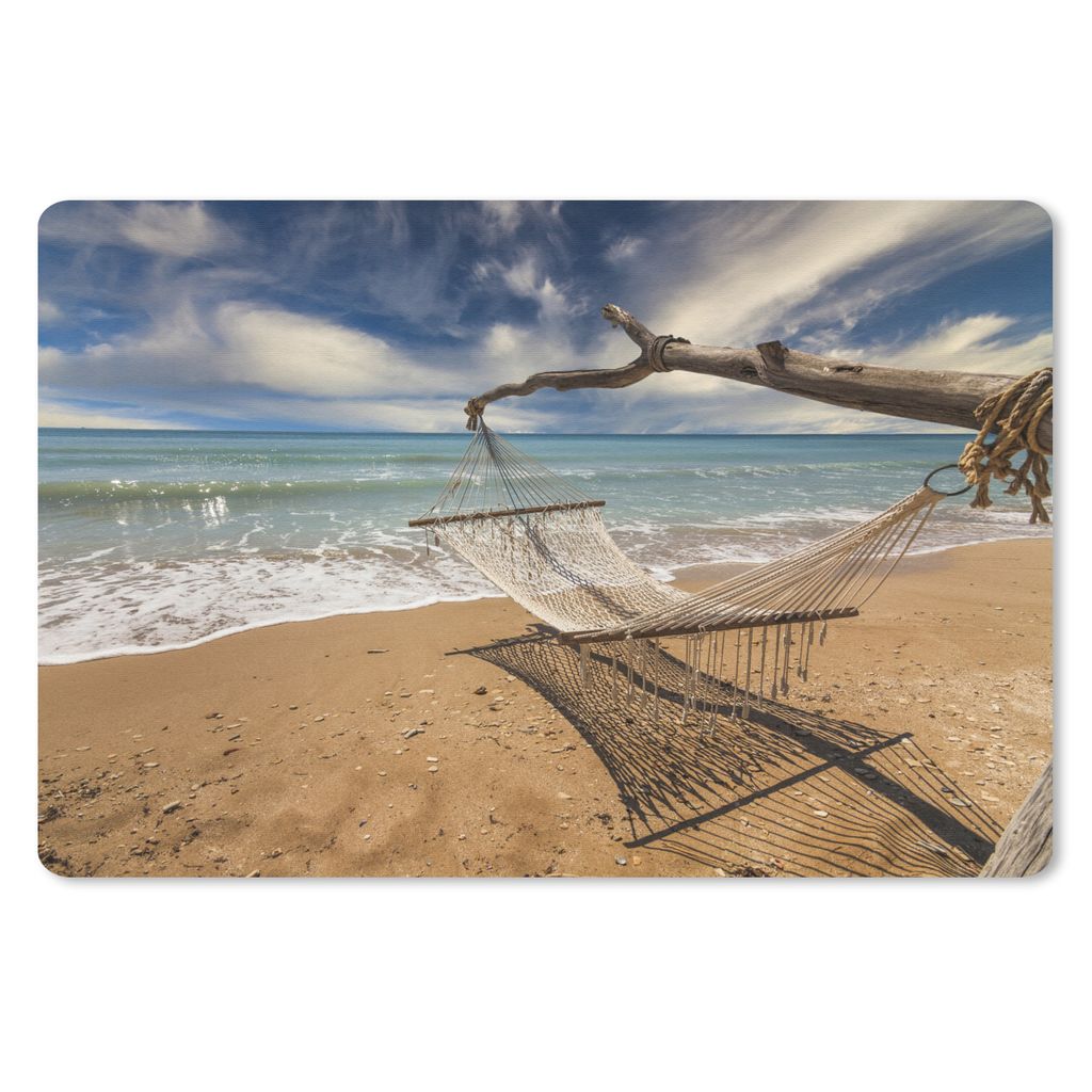 MuchoWow Mauspad Mousepad Strand - Meer - Hängematte 27x18 cm - Mousepads - Maus Mat - Pad - Mausunterlage - Büroartikel - Desk Matten