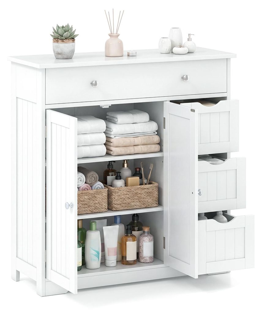 Mobiletto da bagno COSTWAY, in legno, con 4 cassetti e 2 Immagine del prodotto 