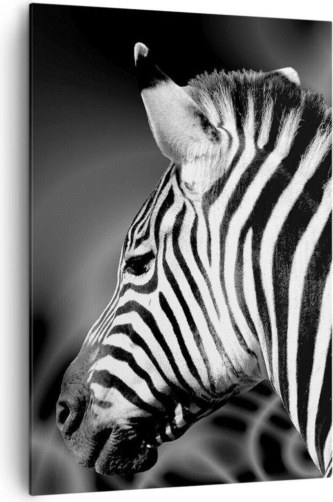 Bild auf Leinwand - Leinwandbild - Einteilig - Tier Zebra Streifen - 70x100cm - Wand Bild - Wanddeko - Wandbilder - Leinwanddruck - Wanddekoration ...