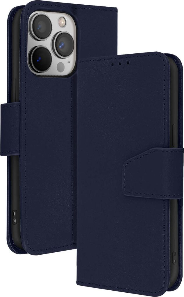 Avizar, iPhone 13 Pro Max Leder Etui Premium mit Standfunktion, Nachtblau