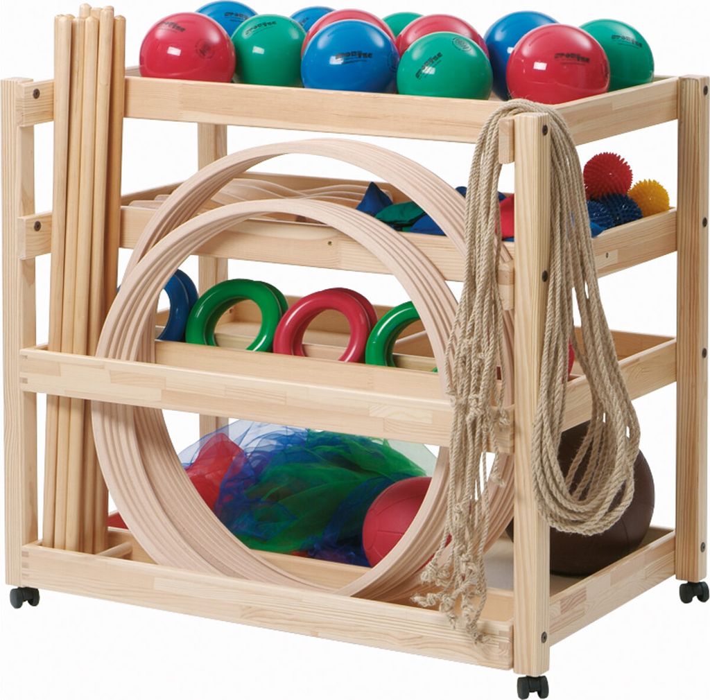 Gymnastik-Gerätewagen Exklusiv mit Geräten Universalwagen Rollwagen, 107-tlg.