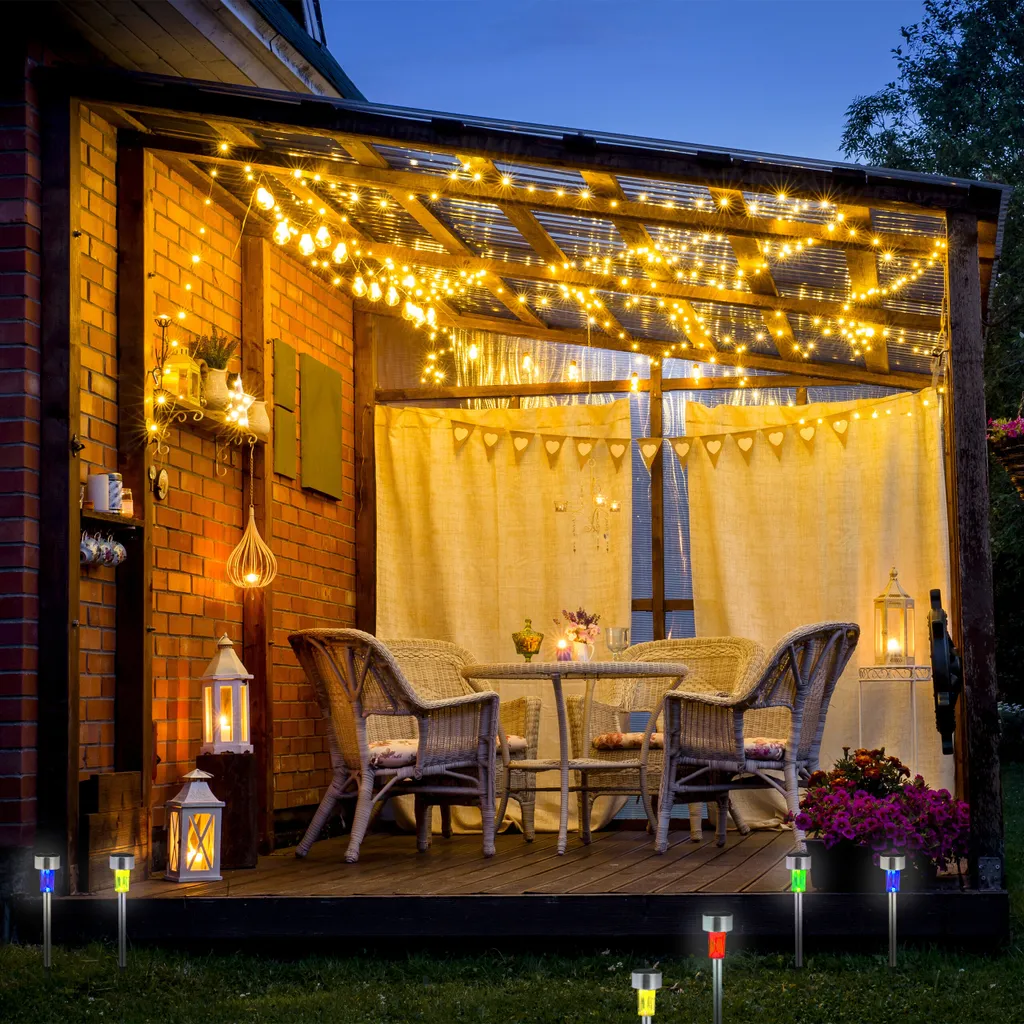 Éclairage solaire extérieur multicolore 40 pièces étanches LED