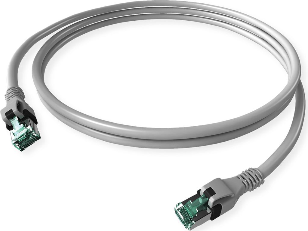 EasyLan DualBoot PushPull IP20 Patchkabel, Cat.6A (Class EA), S/FTP, grau, 10 m