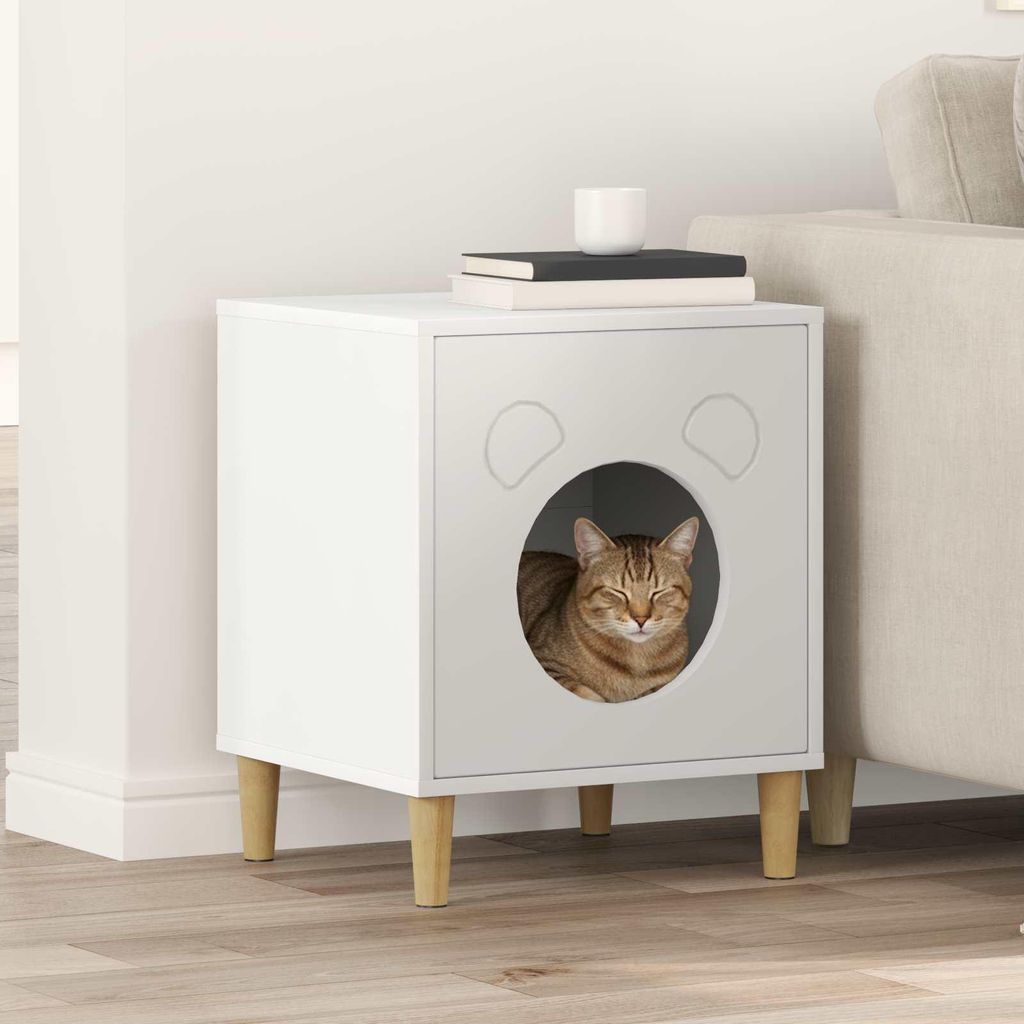 "Schlussverkauf" Katzenhaus moderne - Max. Gewicht: 60 kg - Weiß 42,5x40x53 cm Holzwerkstoff C15710