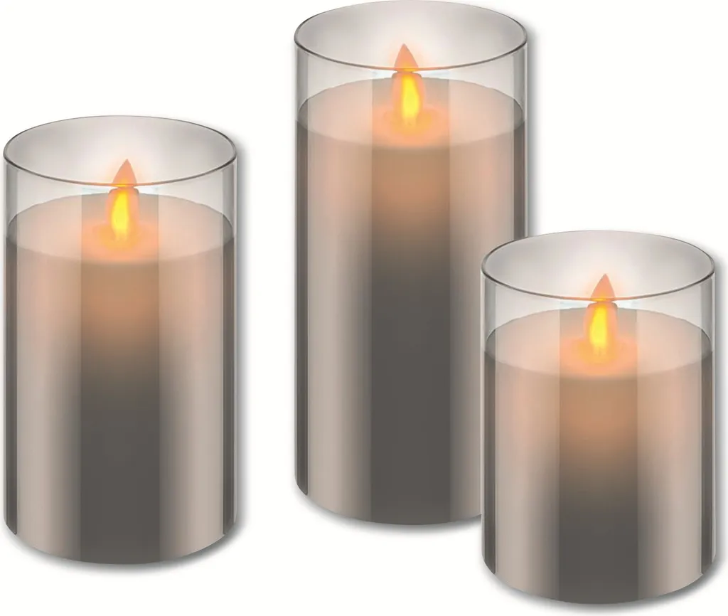 Goobay 57865 Lot de 3 Bougies LED en Verre à Flamme Oscillante Mobile