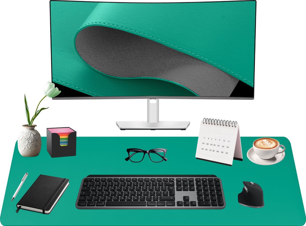 Midori Schreibtischunterlage aus Kunstleder 90 x 43 cm Randnähte rutschfest Grün