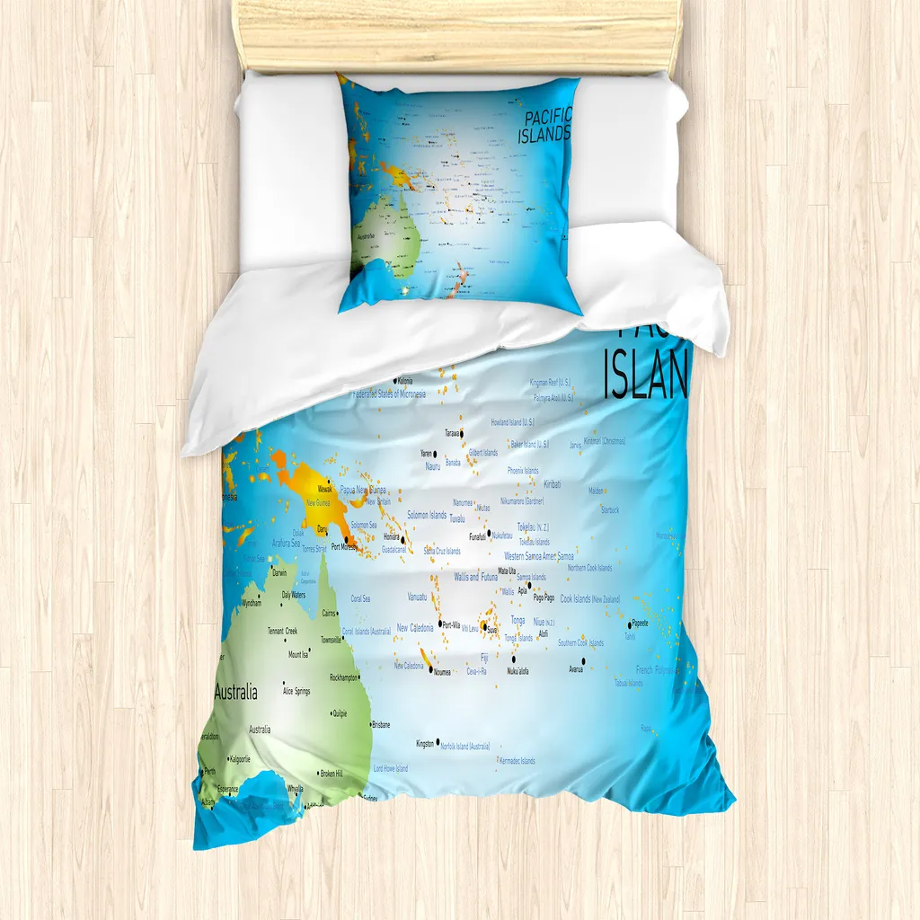 Set Copripiumino ABAKUHAUS Singolo 135x200 Isole del Pacifico Sky Blue