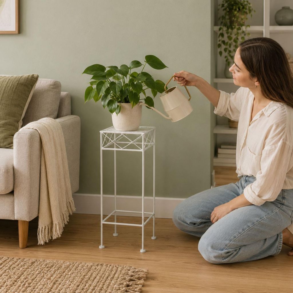 DanDiBo Blumenhocker Weiß Metall Eckig 50 cm Blumenständer