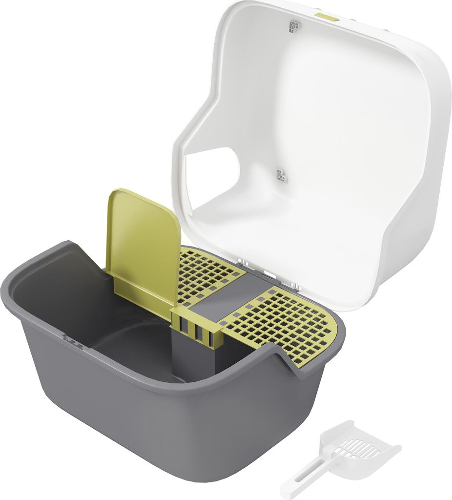 Verschließbares Katzenklo mit Deckel und Schaufel, Weiß, leicht zu reinigen