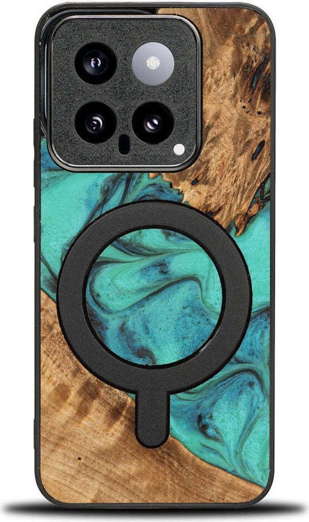 Holzhülle Bewood Unique - Turquoise für MagSafe für Xiaomi 14 Pro