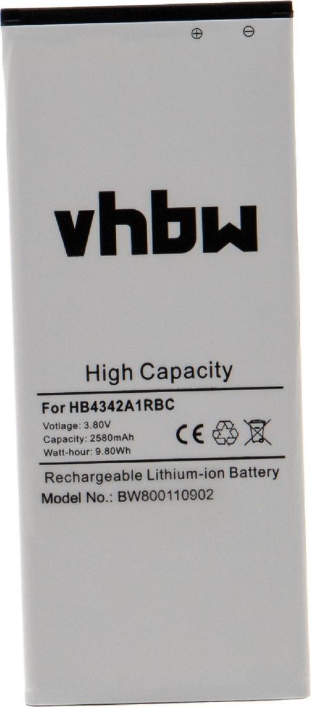 vhbw Akku kompatibel mit Huawei Y6, Y6 Scale, SCL-L03, SCL-TL00H, SCL-AL00, SCL-L00, SCC-U21 Handy Smartphone Telefon (2580 mAh, 3,8 V, Li-Polymer)