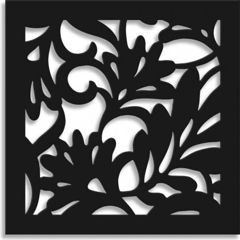 FIORI - Pannello in PVC traforato - Parasole 73x73 cm nero